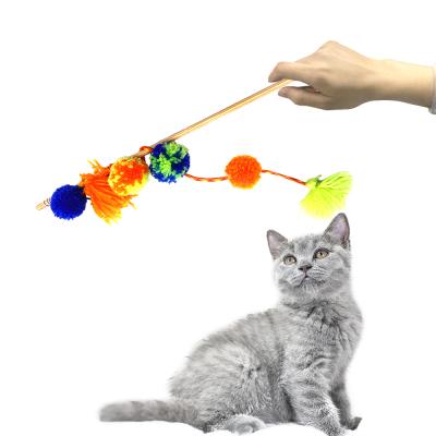 China High Quality Viable Funny Interactive 100% Polyester Training Cat Toy With Riddle Playing Stick for sale