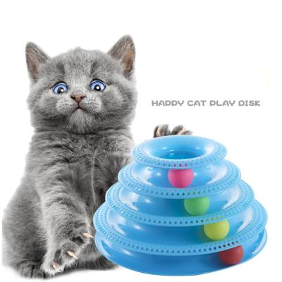 China Plastic Ball Ride Interactive 2020 Layers Sustainable Custom Training Disc 4 Tracks Cats Pet Toys for sale