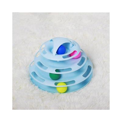 China Amazon Sustainable Interactive Round 4 Layers Plastic Pet Turntable Cat Toys For Ball Training for sale