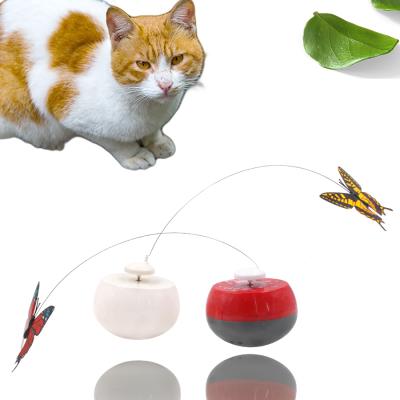 China 2020 Sustainable Amazon Butterfly Scratch Flip Rotate Hook Training Plastic Electronic Interactive Pet Cat Toys for sale