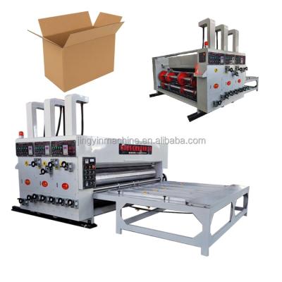 China Hotels Semi-auto Rotary Letterpress Two Color Printing Press Line Driver Flexo Slotter Die Cutter Rotary Corrugated Cardboard Box Making Machine en venta