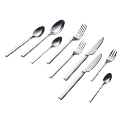 China Best Selling Viable Restaurant Hotel Wedding Customize Logo Cutlery Kitchen Silver Stainless Steel Square Handle Knife Spoon Fork for sale