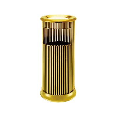 China Metal Viable Gold Rubbish Bin Garbage Garbage Garbage Decorative Lobby Garbage Bins For Hotel for sale