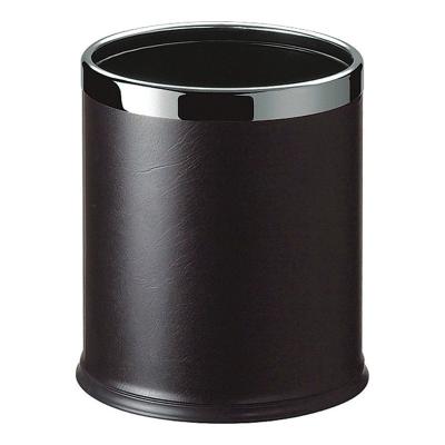 China Double Layer Hotel Leatherette Multicolor Textured Open Top Room Durable Round Trash Can Durable Garbage Bin for sale