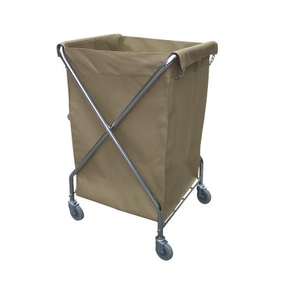 China Modern Hot Selling X Shape Canvas Folder Hotel Room Trolley Stainless Steel Laundry Storage Cart Eco - Friendly for sale