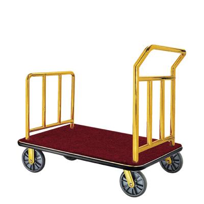 China Gold Stainless Steel Hand Truck Modern Hot Selling High End Five Star Hotel Luggage Trolley for sale