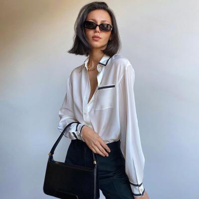 China 2022 Ladies Office Washable Trend Tops Fashion Casual French Chiffon Style Blouse Elegant Women's White Shirts for sale