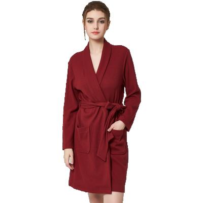 China Waffle Silk Cotton Long Robe Bathrobe QUICK DRY Warm Knitted Soft Home Wear For Women for sale