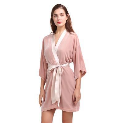 China Wholesale High Quality Breathable Satin Ladies Velvet Nightgown Simple Velvet Sleep Dress For Women for sale