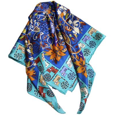 China Luxury Square Style Women Headband Accessories Silk Scarf Bandanas High Quality Printing Silk Shawls for sale