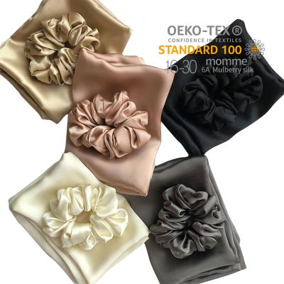 China Factory direct sale mulberry silk hair scrunchies soft pure beauty hair tie for long ponytail hair for sale