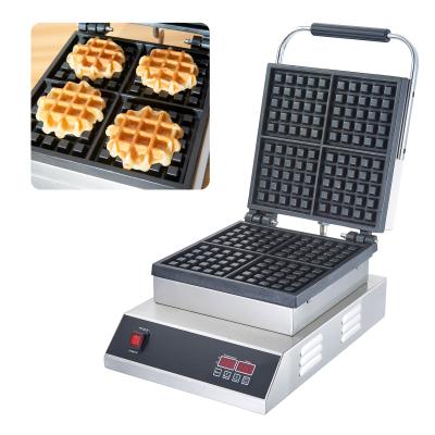 China Adjustable Thermostat Commercial OEM Honeycomb Shape Waffle Making Machine Electric 4 Slice Square Waffle Maker for sale