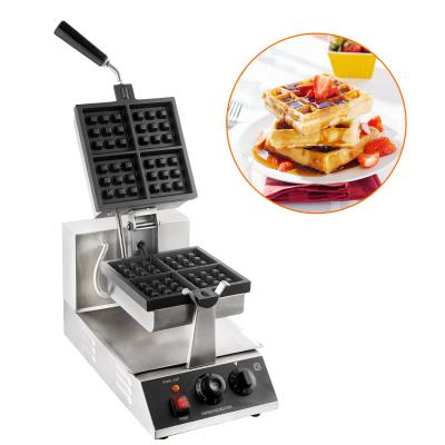 China Wholesale Adjustable Thermostat Snack Machines Square Waffle Maker Commercial 4 Slice Belgian Waffle Making Machine for sale