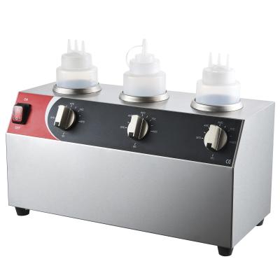 China Commercial Restaurant Chocolate Sauce Warmer Electric Stainless Steel 3 Bottle Heater Filling Machine for sale