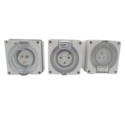 China Customized Logo Brand IP66 SAA Gear Residential Industrial Socket Outlets 3 Flat Pins for sale