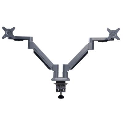 China Aluminum Alloy Ameely Foldable Monitor Arm Bracket With Shock Absorber Aluminum Alloy Double Desk Swing Monitor Arm for sale