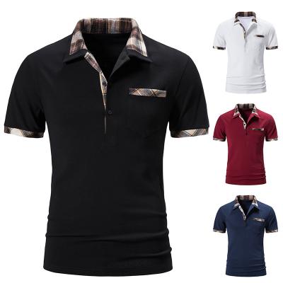 China QUICK DRY Short Sleeve Summer Amazon Lapel Basic Polo Shirt Men Plaid Colorblock Men's Polo Shirt for sale