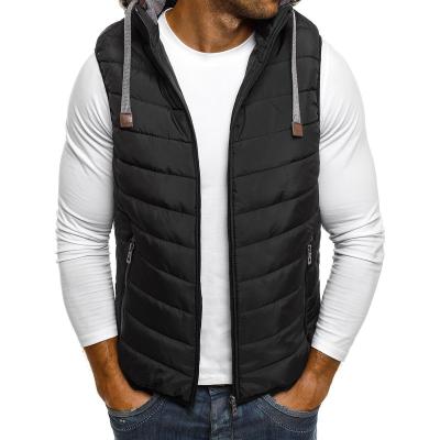 China Fashion QUICK DRY European American Casual Vest Cotton Hooded Autumn And Winter Warm Black Men's Vests for sale