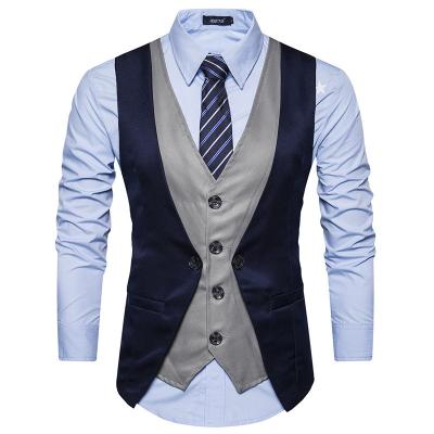 China New QUICK DRY European size men's personality stitching two-piece straight casual vest for sale