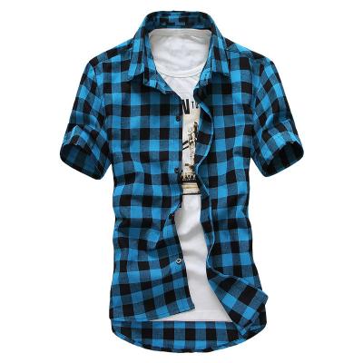 China Wholesale Anti-pilling Men's Summer Shirt Fashion Short Sleeve Large Size Thin Plaid Shirt for sale