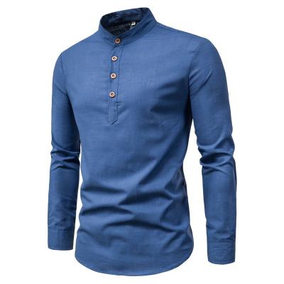 China high quality men Anti-wrinkle plain collar long sleeve empty base shirt custom logo for sale