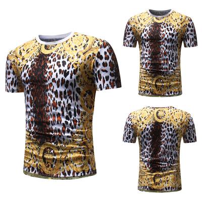 China 2022 New Leopard Print Anti-wrinkle Print T-shirt Summer Casual Men's Breathable Streetwear Men's Printed T-shirt for sale