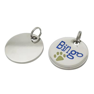 China Custom Personalized Glitter Laser Engraved Round Pet ID Tag Custom Dog Tags Unique Dog Name Tag Blank for sale