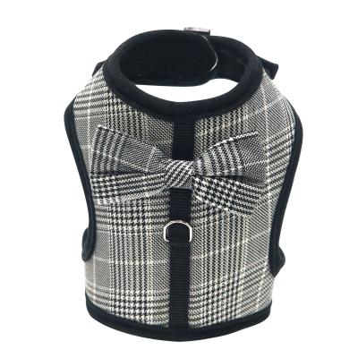 China High Quality Comfortable Adjustable DETACHED Plaid Cotton Dog Harness Pet Service Dog Harness for sale