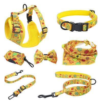 China Padded Adjustable Dog Collar Leash Harness Vest Bandana and Poop Bag Dispenser for Dogs Personalized No Pull Dog Harness Set for sale