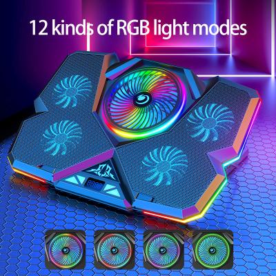 China 17inch Gaming Laptop RGB Laptop Cooler Cooler Pad Gamer Device Notebook Cooler Stand with 5 Fans for sale