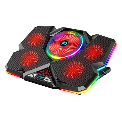 China 17inch Gaming Laptop Pad RGB Notebook Cooling Cooler with 5 Fans Dual USB Port Gaming Laptop Cooler for Gamer for sale