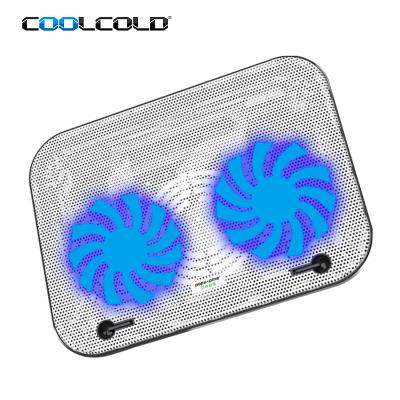 China 10-17 inch Non-slip USB Powered 2 Fan Laptop PC Cooler Pad with Adjustable Heights for sale