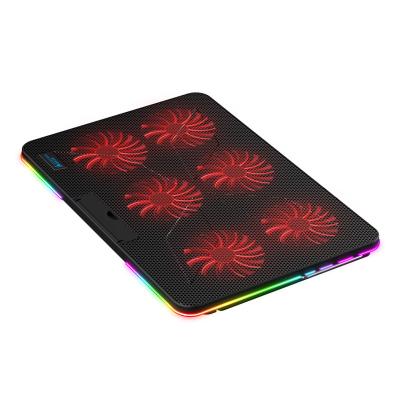 China New Arrival 6 RGB Gaming Style Laptop Cooler Fans RGB Gaming Laptop Cooler with Mobile Stand Fit up to 15.6 inch for sale