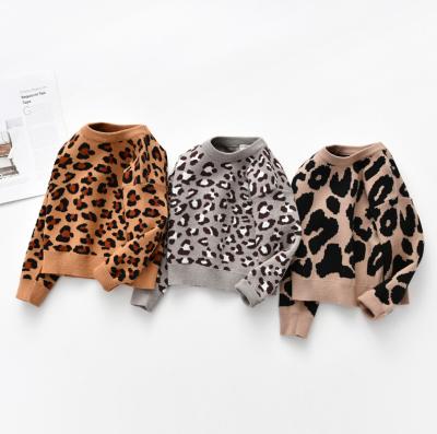 China Anti-pilling Wholesale SWK-01 2021 baby boy girls sweaters cute leopard knitted pullover kids casual long sleeve tops boutique clothes for sale