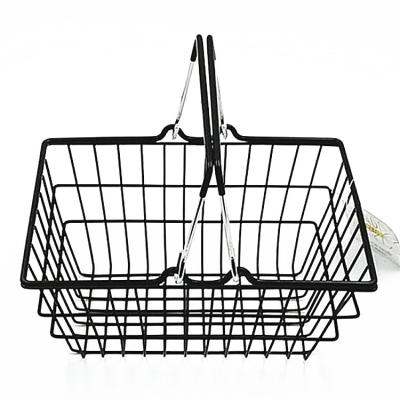 China 1.5 L Black Sustainable Shopping Basket Metal Wire Storage Basket With Handle Can Be Custom Made for sale