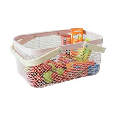 China Large Capacity Viable Nordic Style With Tow Wooden Handles Storage Basket for sale