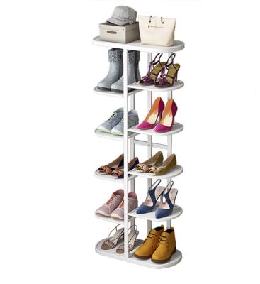 China Space Saver 4 - 7 Layers Modern Simple White Double Sided Multi Function Metal Display Shoe Rack Stand for sale