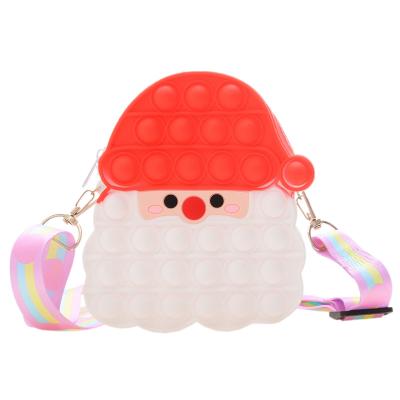 China Fashionable Santa Claus Shoulder Messenger Bag Small New Arrival Silicane Daily Cute Gift Christmas Bags For Kids for sale