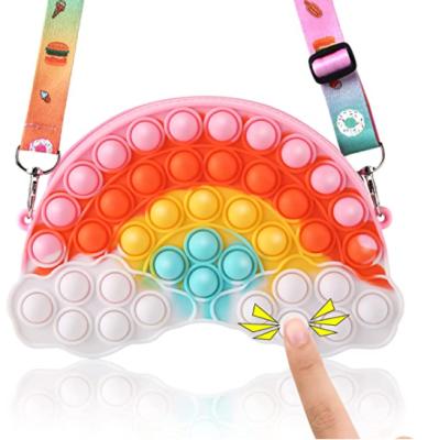 China Daily Hot Sell Big Size Silicone Rainbow Bubble Push Bag Lady Outdoor Large Capacity Silicone Pouch Makeup Daily Lift Busty Person Bag for sale