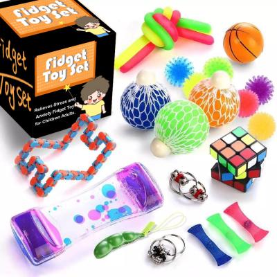 China Stress Release Silicone Gift Relaxing Anti-Anxiety Tools Christmas Set Silicone Wiggles Toy Set Packs Fidget Toys For Kids Adults for sale