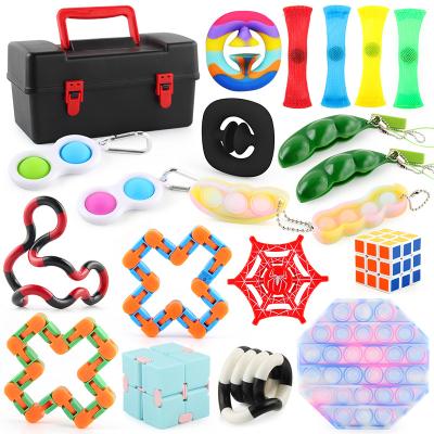 China Stress Release New Arrival Relaxing Silicone Fidget Toy Set Package Push Bubble Bubble Fidget Toys Simple Fidget Toys Set for sale