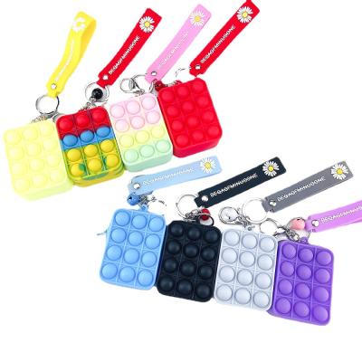 China Silicone Purse Key Ring Bag Pendant Fingertip Bubble Decompression Daily Toy Fidget Toys Wallet Key Chain for sale