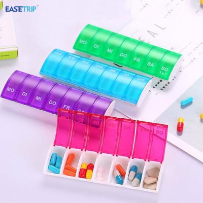 China Hot Sale Plastic Water Proof Medicine Box Travel Tablet Pills Portable Cases Storage 7 Day Pill Box Organizer Weekly for sale