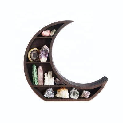 China Exquisite Crystal Shelf Wooden Crystal Home Decor Nordic Style Moon Storage Shelf for sale