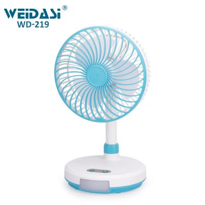 China Dual Switch Design 3 Wind Speeds USB Port Battery Output Rechargeable Tabletop Fan With Light for sale