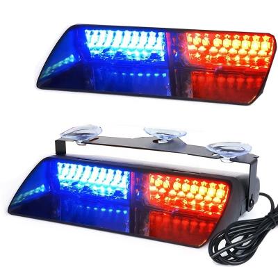 China 2022 Bestselling Hot Red Blue Color Dual 16 LED Car Windshield Light Backup Hazard Strobe Flashing Warning Light ETK-LED-FWL08-FLASN-BEACON for sale