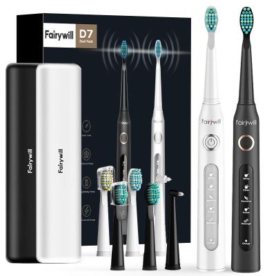 China Double Fairywill FW507 Bristle Dupont Nylon Smart Timers Kit IPX7 Dental Care Power Whitening Sonic Electric Toothbrushes Rechargeable for sale