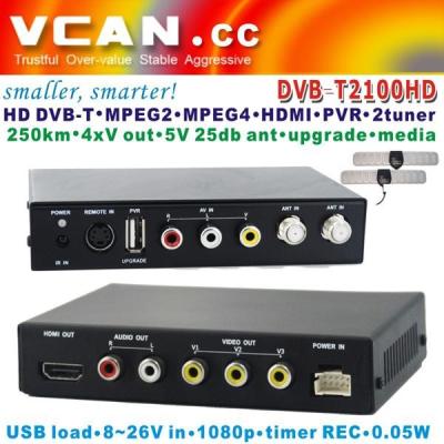 China DVB-T2100HD Car DVB-T MPEG4 H.264 tv receiver with 2 tuner PVR USB Record for sale