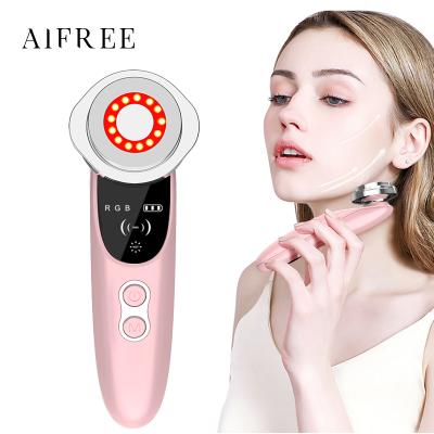 China 2020 AIFREE Selection New Arrival Product Face Lift Machine LED Electric Ultrasonic Skin Shrink Massager for sale