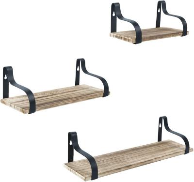 China Storage Set Of 3 Shelves For Home Floating Rack Furniture Kitchen Wall Bracket Solid Wood Mounted Floating Shelf for sale